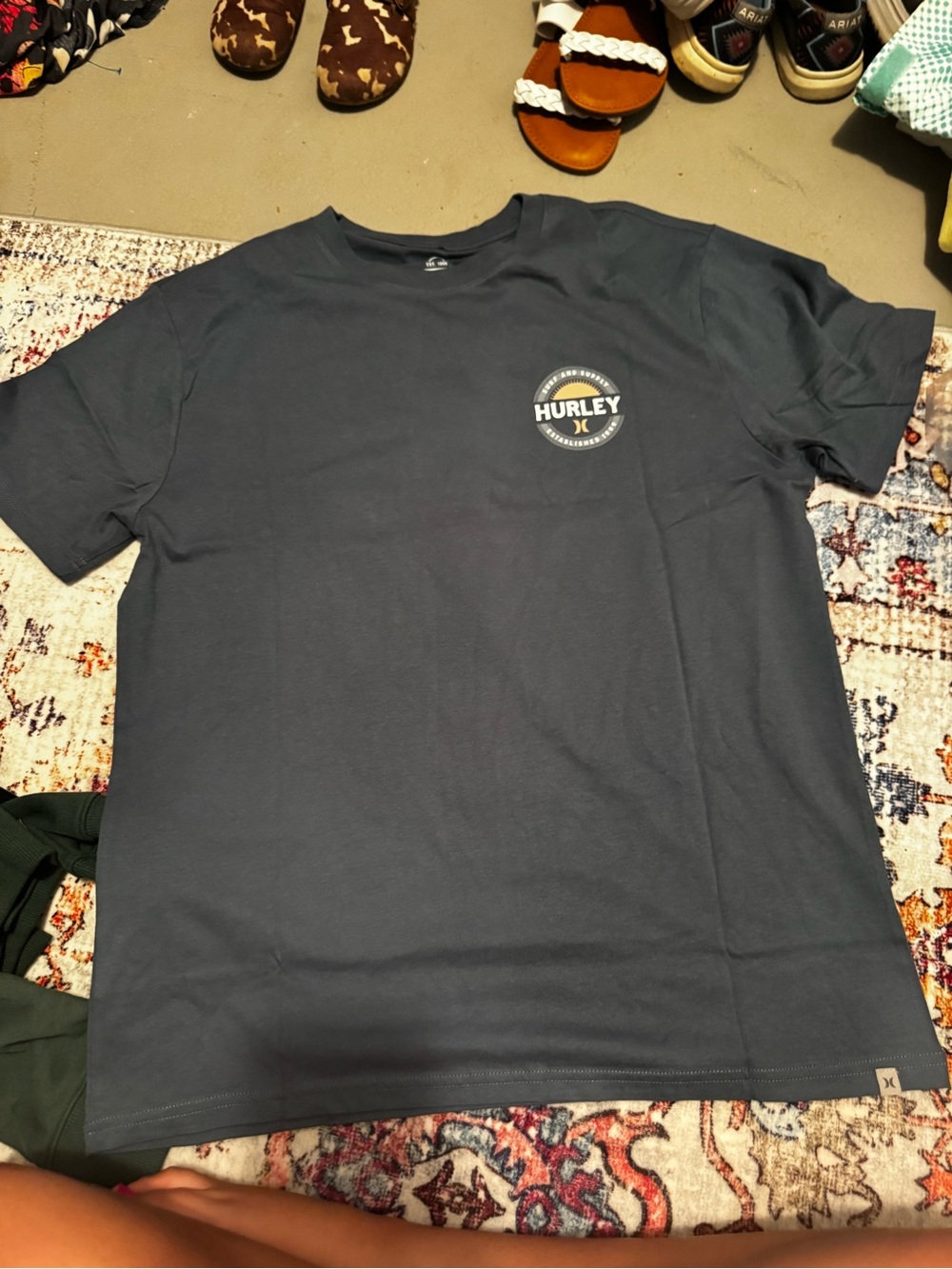 Hurley Men's Dark Blue Crewneck Short-Sleeve Graphic Tee
